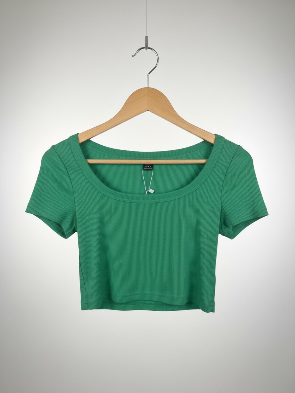 SHEIN Green Ribbed Scoop Neck Crop Top